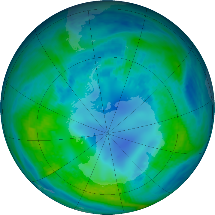 Antarctic ozone map for 30 April 1987